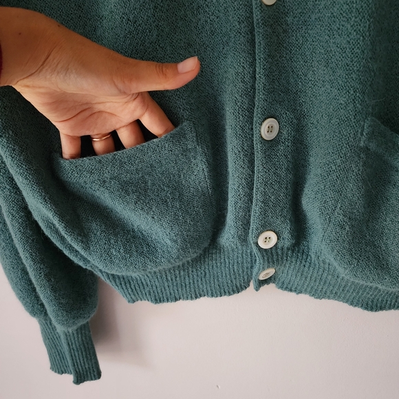Tuttle Golf 100% Alpaca Sage Green Front Buttons Cardigan Size XL - Picture 4 of 9